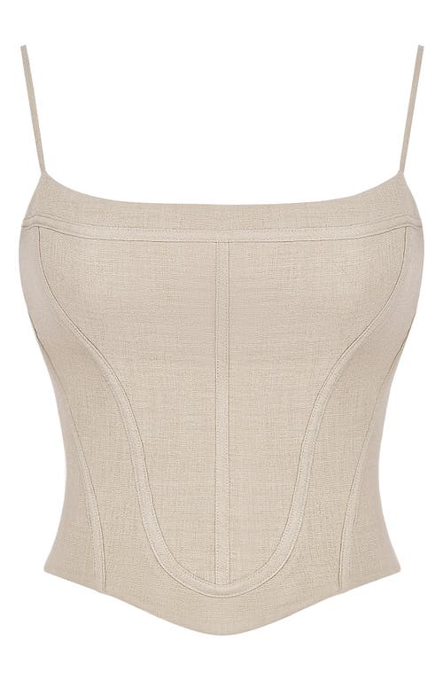 Shop Mistress Rocks Curved Chambray Corset Top In Stone
