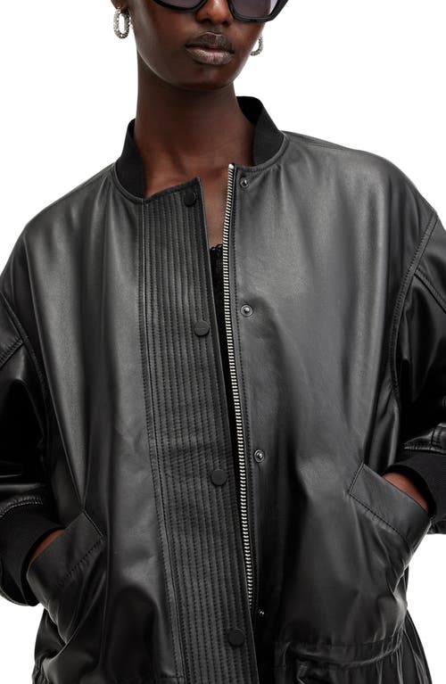 Shop Allsaints Sofi Leather Bomber Jacket In Black