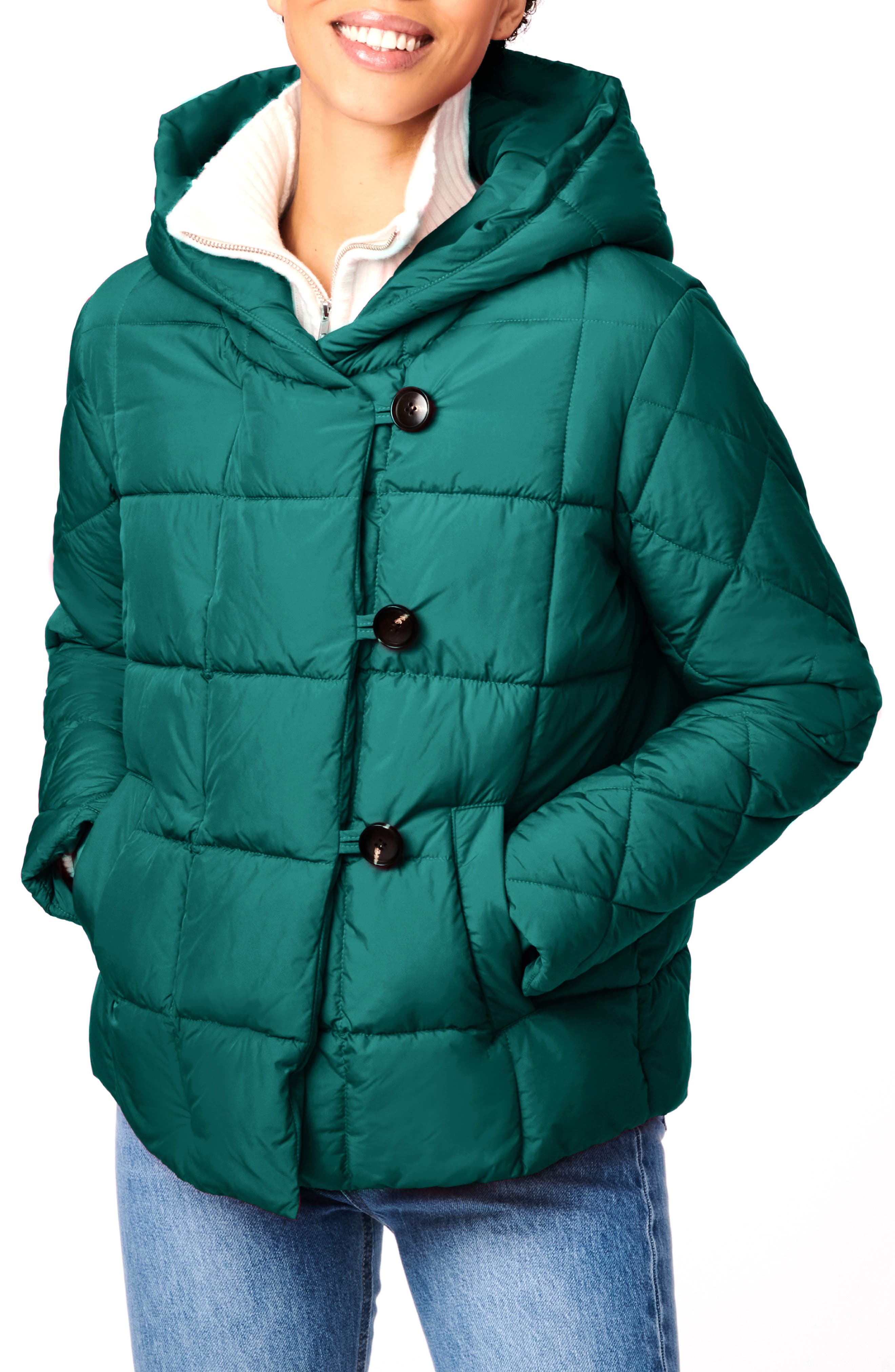 green puffer jacket women's