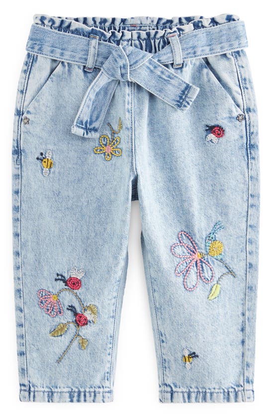 Shop Next Kids' Ladybug Embroidered Cotton Denim Jeans In Indigo