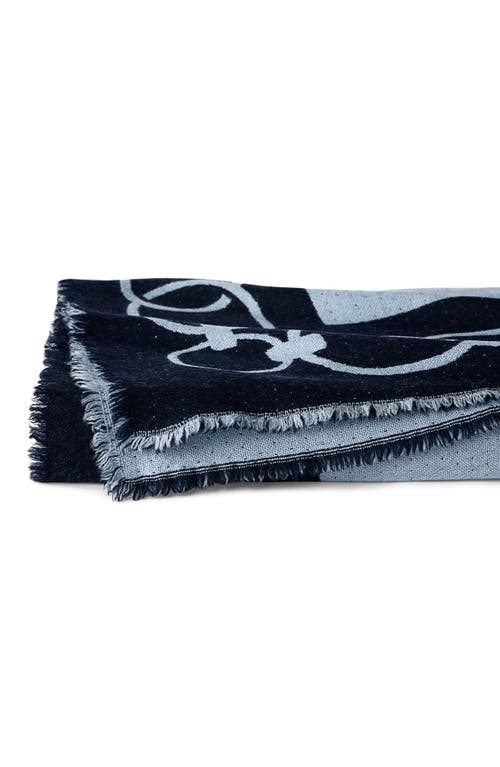 Shop Sferra Eterna Merino Wool Throw Blanket In Navy