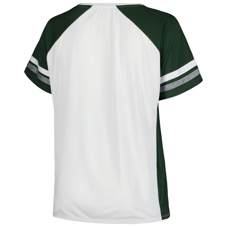 Shop Fanatics Branded White/green Green Bay Packers Plus Size Color Block T-shirt