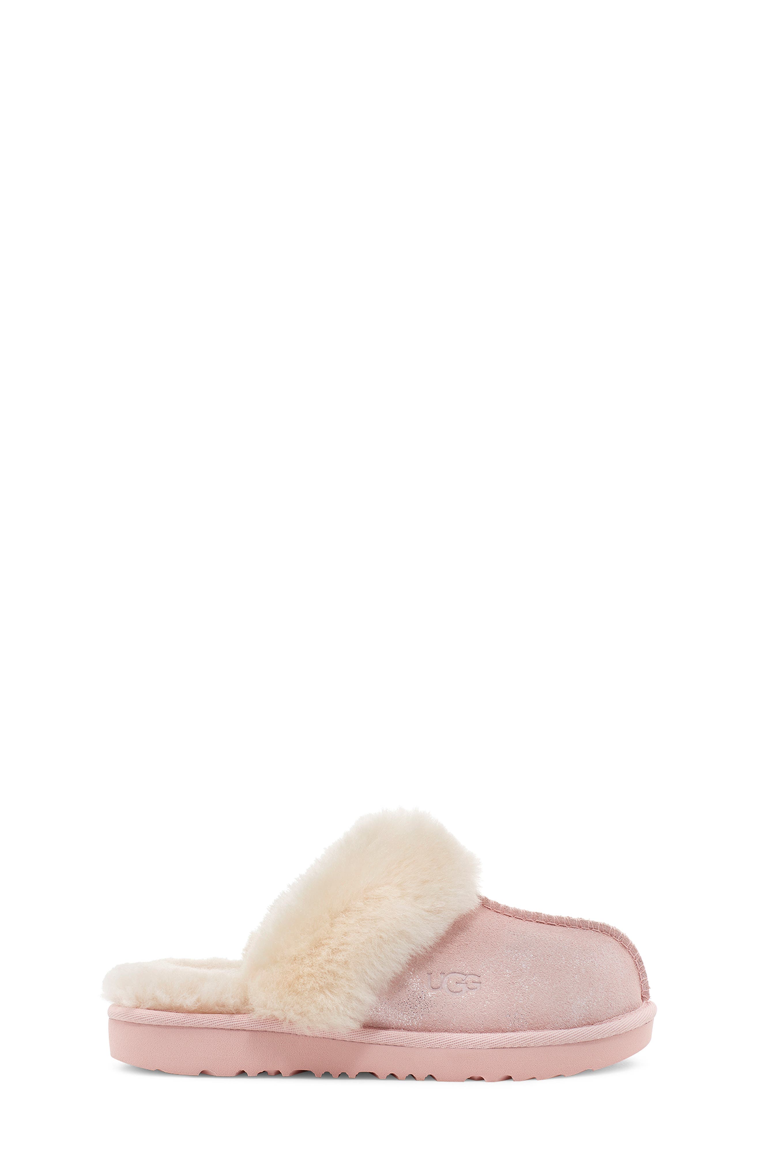 cozy ii metallic genuine shearling cuff slipper pink