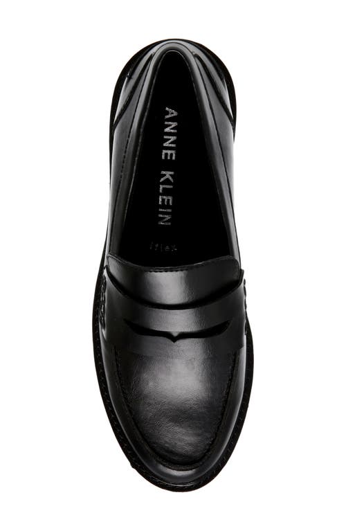 Shop Anne Klein Emmylou Penny Loafer In Black Smooth