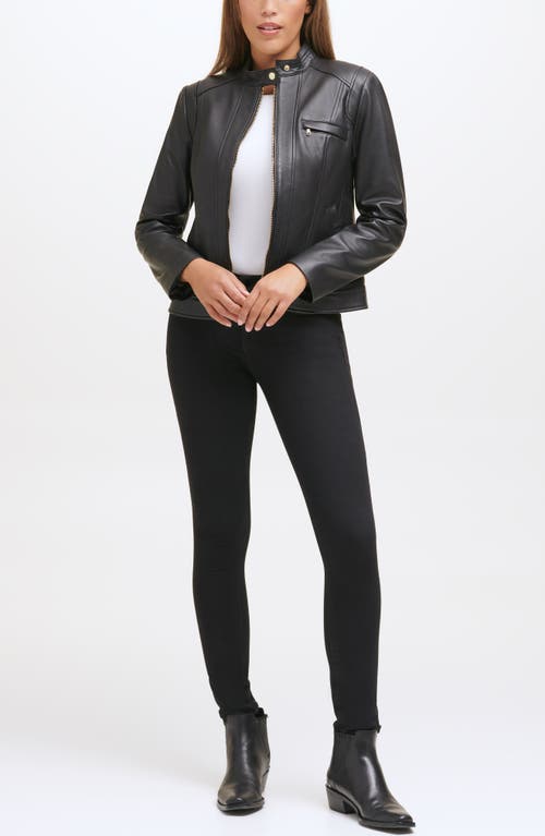 Cole Haan Signature Moto Leather Jacket In Black