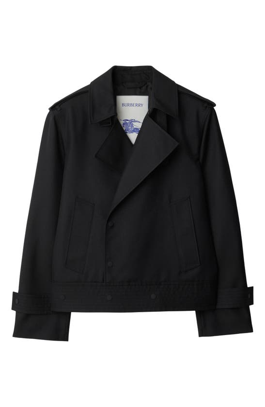 Shop Burberry Silk Blend Trench Jacket In Black