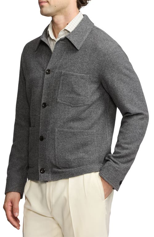 Shop Ralph Lauren Purple Label Burnham Brushed Wool Basket Weave Chore Jacket In Medium Grey Melange