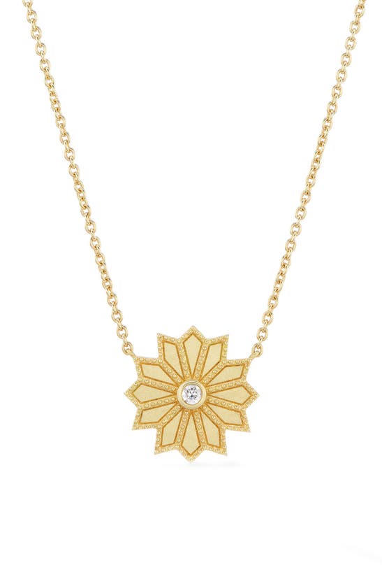 Shop Orly Marcel Mini Sacred Flower Diamond Pendant Necklace In Gold