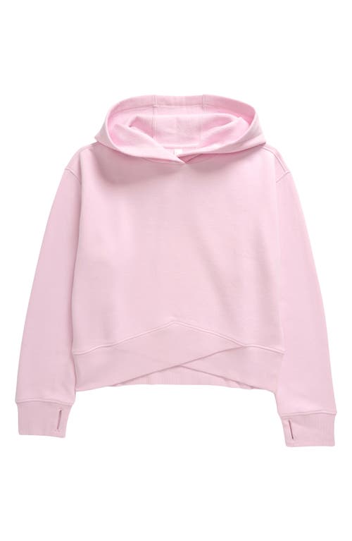 Shop Zella Girl Kids' Cloud Fleece Crossover Hoodie In Pink Shade