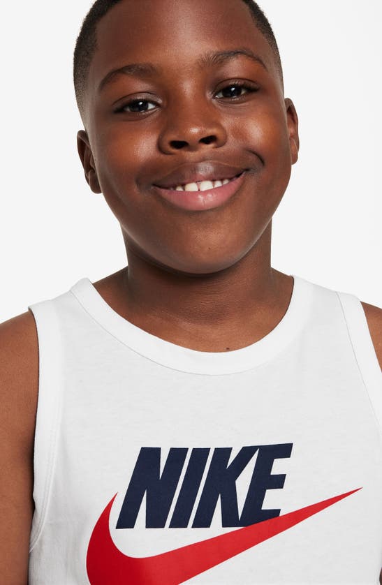 Shop Nike Kids' Sportswear Cotton Tank Top In White