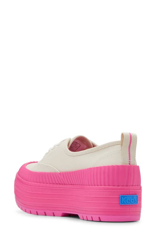 Keds Women's The Platform Lug Weatherized Splash Canvas Canvas Sneakers In Oatmeal/pink