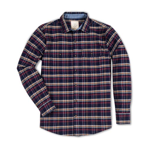Hope & Henry Organic Flannel Double Pocket Shirt In Navy Autumn Plaid