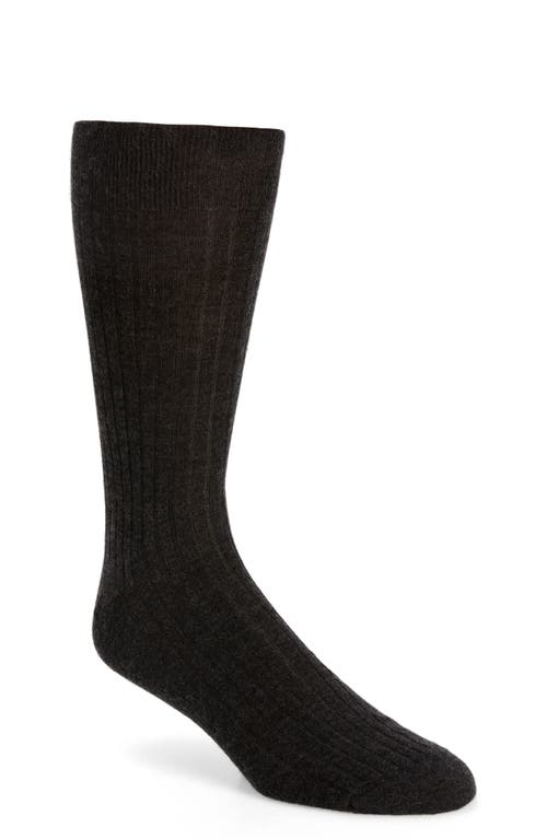 Canali Ribbed Cashmere & Silk Socks in Charcoal