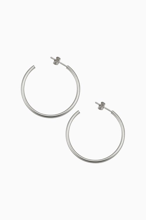 Oradina Women's 14k White Gold Sicily Open Hoops In White Gold