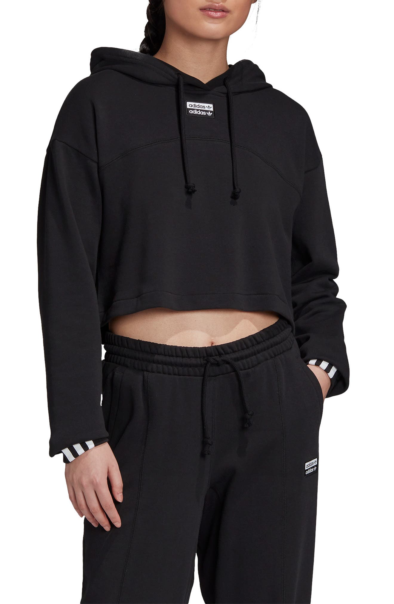 adidas cropped french terry hoodie