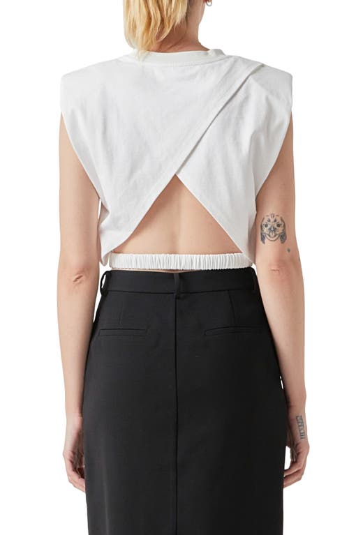 Grey Lab Open Back Crop T-shirt In White