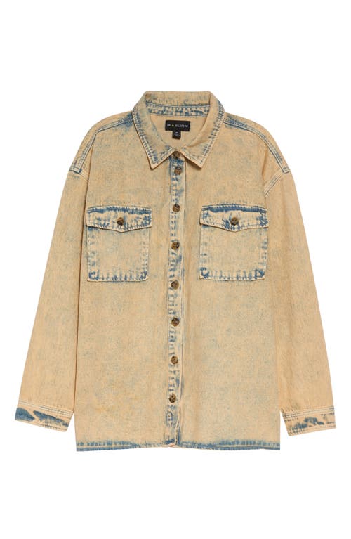 BP. + Wildfang Oversize Denim Button-Up Shirt in Coral Acid Wash