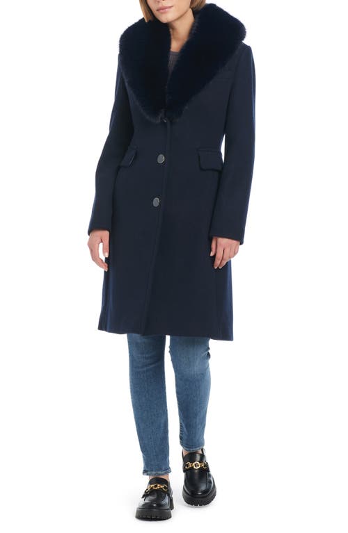 KATE SPADE KATE SPADE NEW YORK WOOL BLEND COAT WITH REMOVABLE FAUX FUR COLLAR