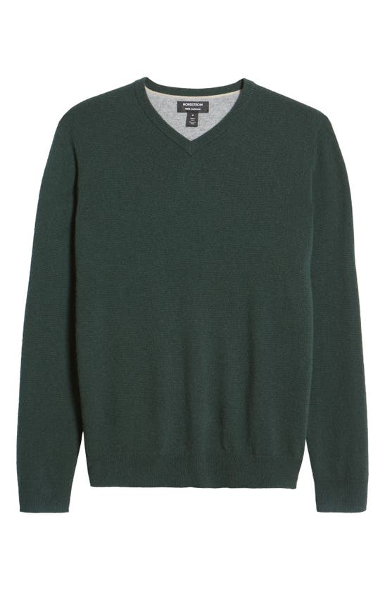 Nordstrom V-neck Cashmere Sweater In Green Forest