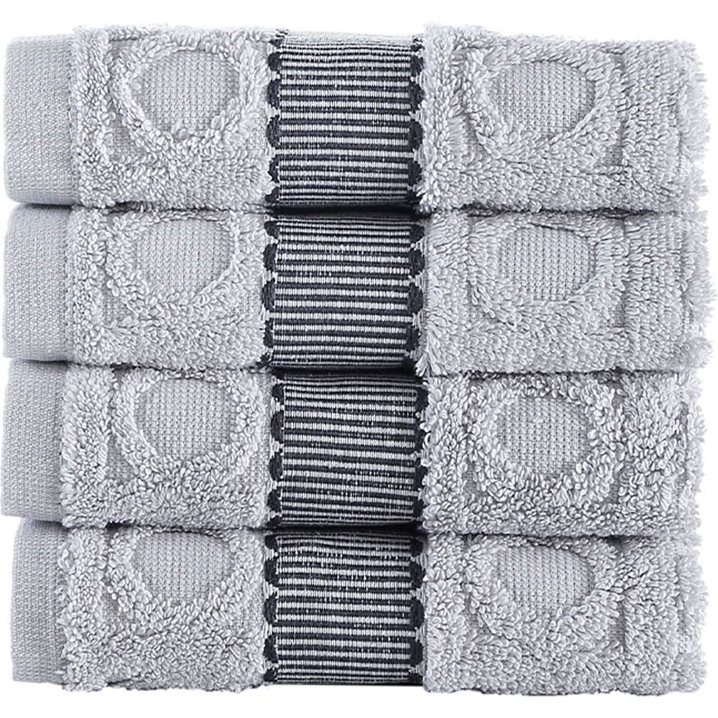 Brooks Brothers Circle In Square 4-pack Turkish Cotton Washcloths In Gray