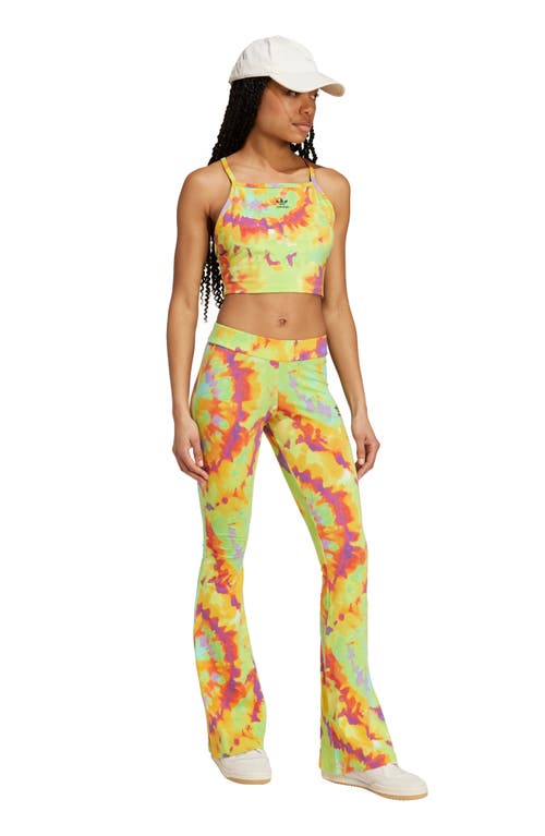 Adidas Originals Tie-dye Flared Trousers In Yellow/multicolor