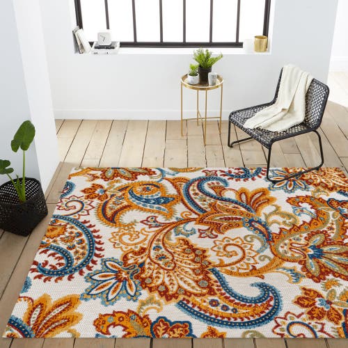 Jonathan Y Gordes Paisley High-low Light Indoor/outdoor Area Rug In Orange/multi