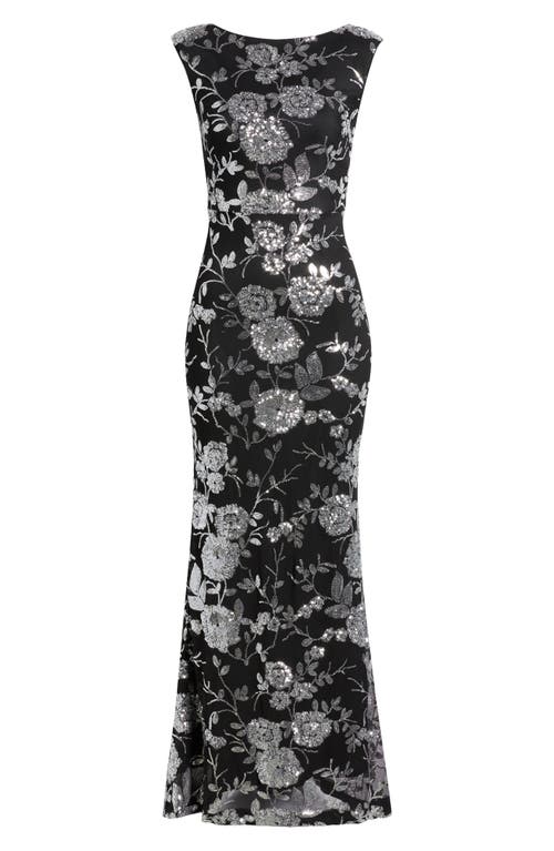 Eliza J Womens Velvet Maxi Evening Dress In Black Silver