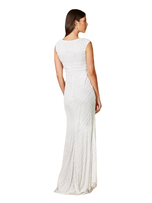 Shop Lara New York Fabiana Cap Sleeve Beaded Wedding Gown In Ivory