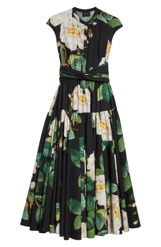 Shop Giambattista Valli Giant Bloom Print Maxi Dress In Black/ Green