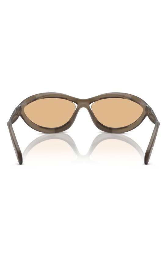 Prada 63mm Oversize Cat Eye Sunglasses In Loden Frosted/ Orange Mirror