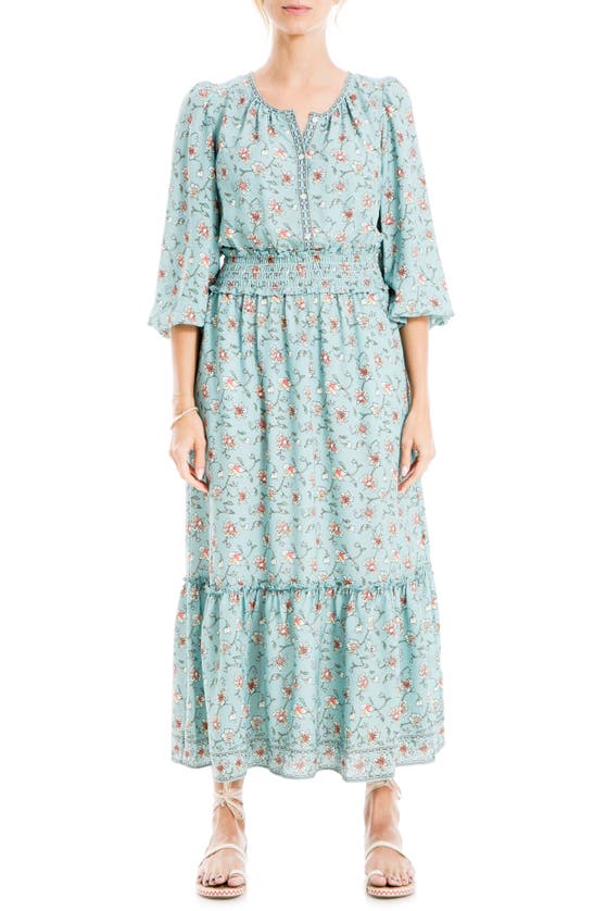 MAX STUDIO CREPE SMOCK WAIST DRESS