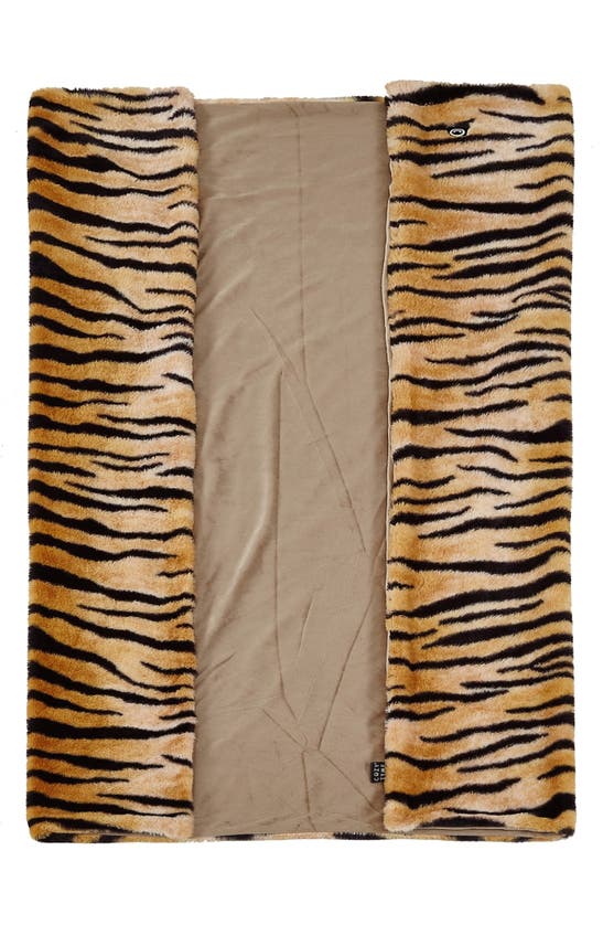 Shop Inspired Home Animal Print Faux Fur Throw Blanket In Tiger