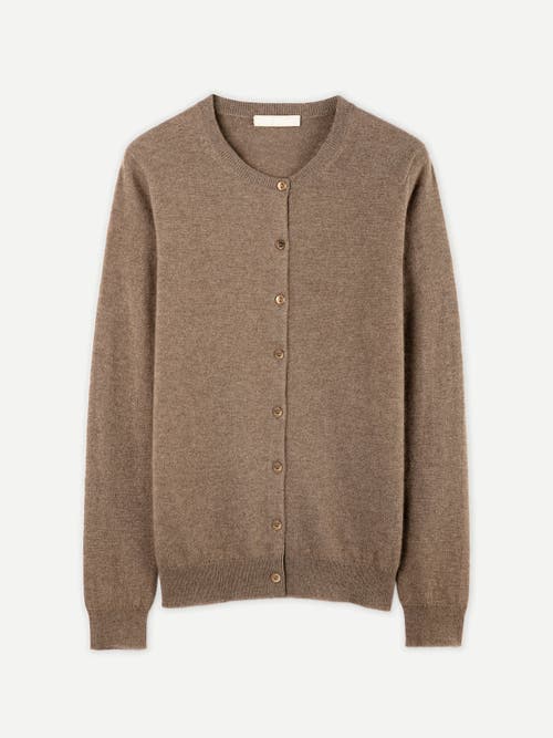 Shop Gobi Cashmere Crew Neck Cardigan In Taupe