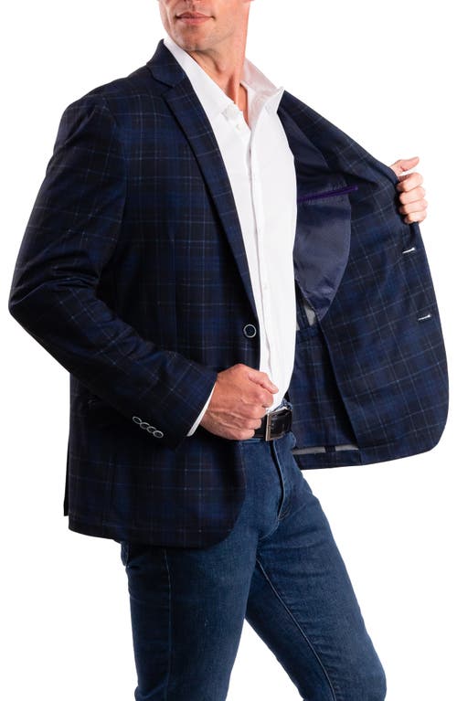 SAVILE ROW CO SAVILE ROW CO NAVY PLAID KNIT SPORT COAT 