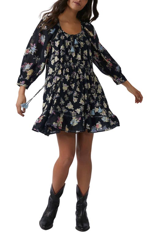 Free People Camella Floral Print Minidress Black Combo at Nordstrom,