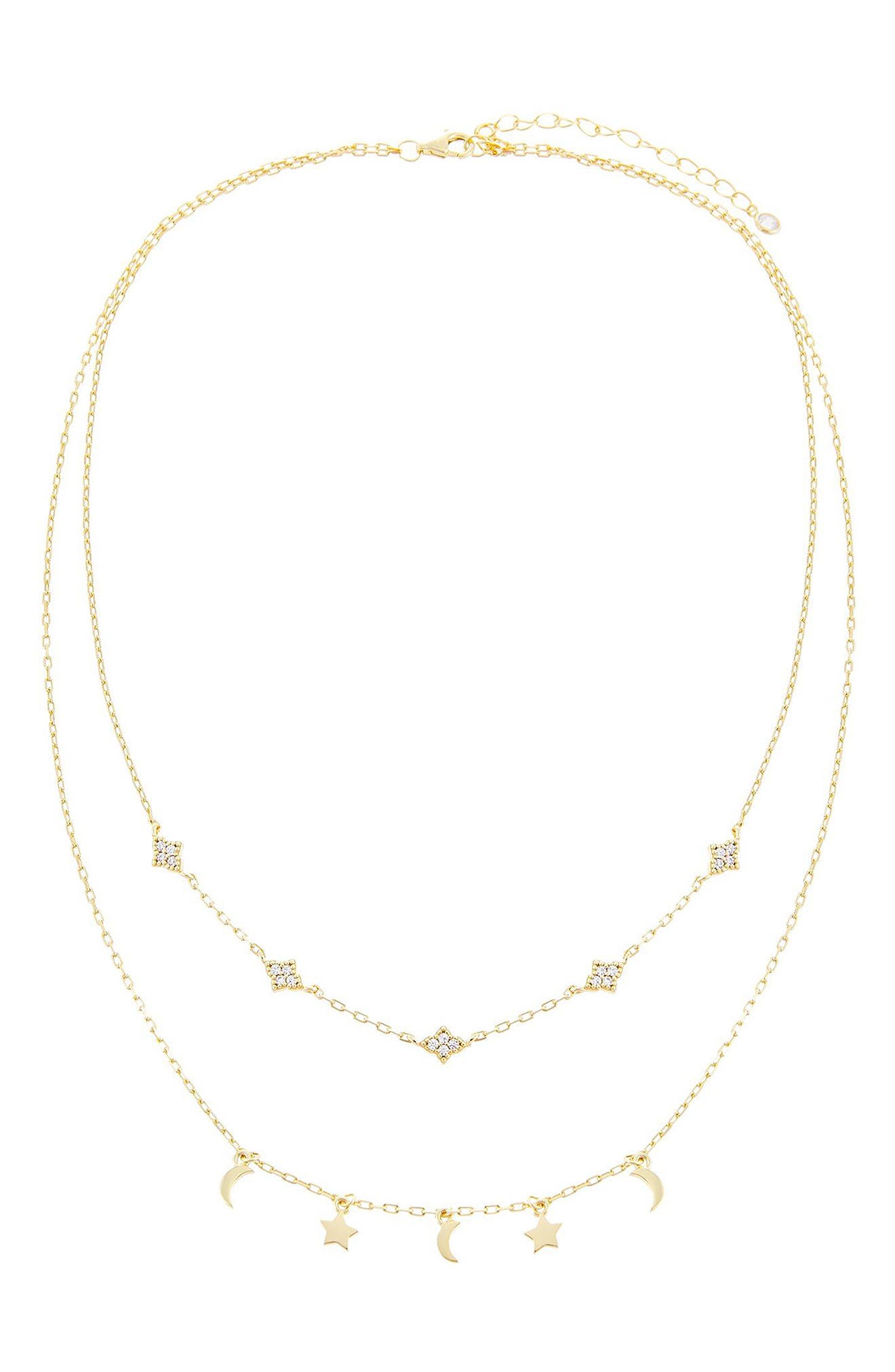 ADINAS JEWELS DOUBLE LAYER CHARM NECKLACE,840161702142