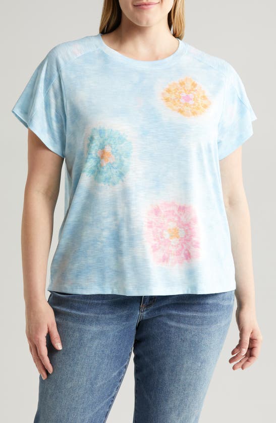 Shop Wit & Wisdom Floral Print T-shirt In Island Sky Multi