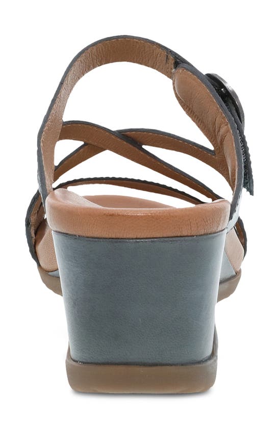 Shop Dansko Ana Asymmetric Strappy Wedge Sandal In Denim