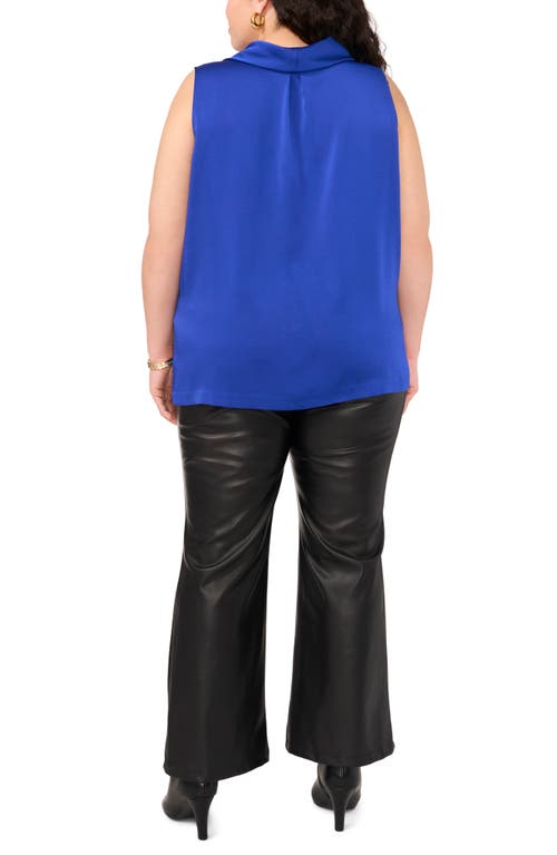 Shop Vince Camuto Cowl Neck Sleeveless Satin Top In Sapphire Blue