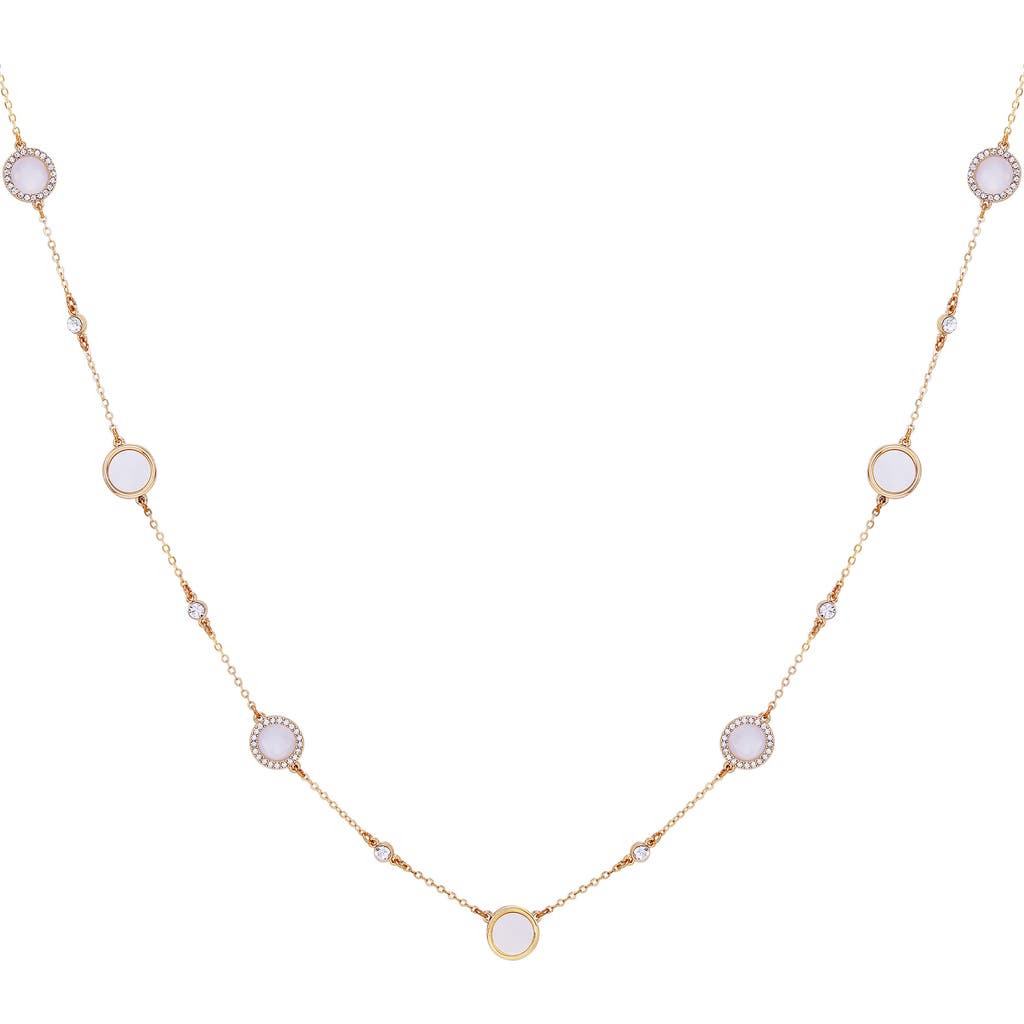 T Tahari Crystal Station Necklace In Gold Tone