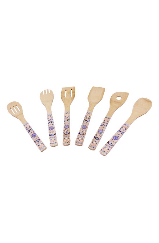 Berghoff Patterned Bamboo 6pc Utensil Set In Natural