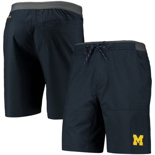 Men's Columbia Navy Michigan Wolverines Twisted Creek Omni-Shield Shorts