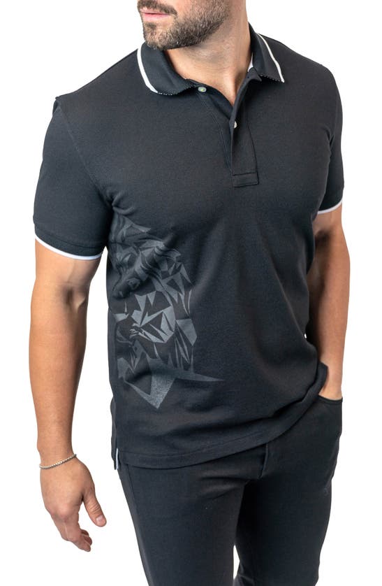 Shop Maceoo Mozarttokyo Tipped Black Graphic Polo