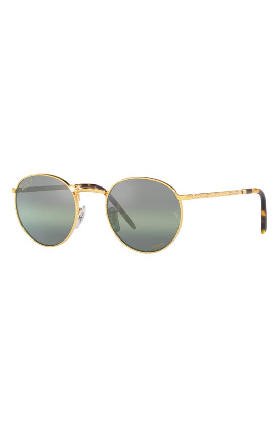 Ray Ban New Round 50mm Gradient Polarized Phantos Sunglasses In Green Gold