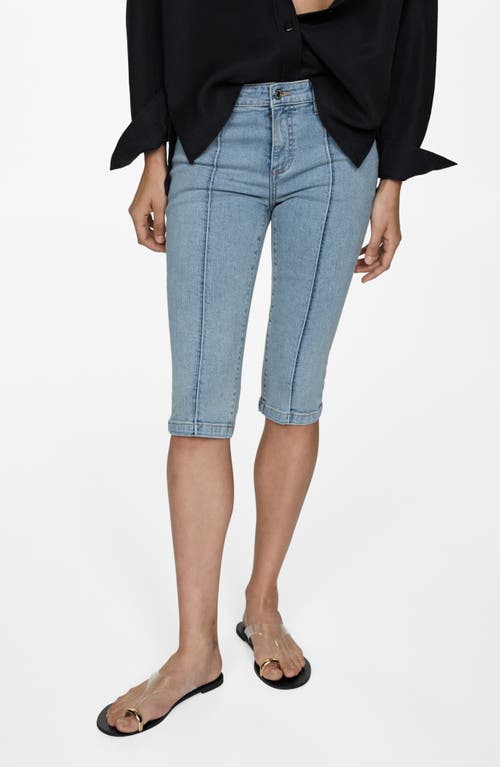 Mango Jeans Slim Capri Decorative Stitching Light Blue In Light Blue