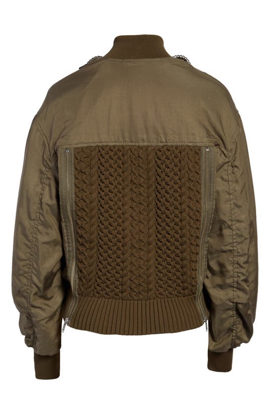 UNDERCOVER SKULL APPLIQUÉ MIXED MEDIA COTTON & SILK BOMBER JACKET