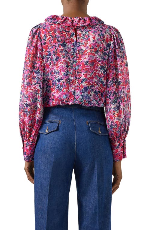 Shop Lk Bennett Erin Floral Print Ruffle Top In Pink Multi