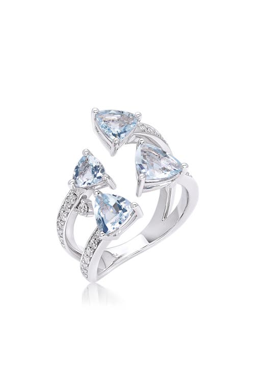 Mirage Aquamarine & Diamond Open Ring in White Gold
