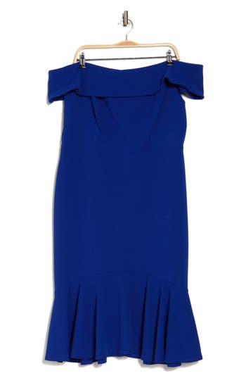 princess polly baby blue dress Santiago Off Shoulder Mini Dress - Midnight Blue main image 0