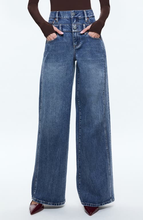 Shop Alice And Olivia Alice + Olivia Double Waistband Wide Leg Jeans In Brooklyn Blue